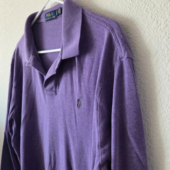 Polo Ralph Lauren Women XL Purple Long-Sleeve Polo Shirt 100% Cotton Classic Fit - Picture 2 of 9